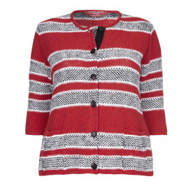 Marina Rinaldi red stripe linen CARDIGAN - Plus Size Collection