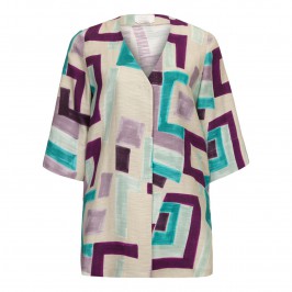 Marina Rinaldi Linen Mix Long patterned Jacket - Plus Size Collection
