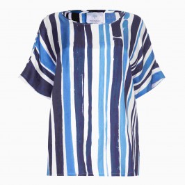 Marina Rinaldi Blue Paint Stripes silk Tunic - Plus Size Collection