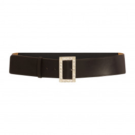 Marina Rinaldi Rhinestone Buckle Belt Black - Plus Size Collection