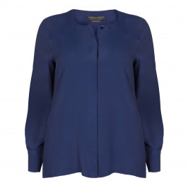 MARINA RINALDI NAVY SILK BLEND BLOUSE - Plus Size Collection