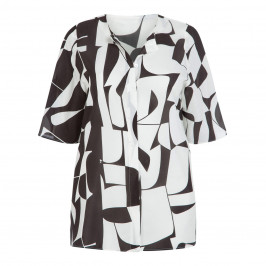 MARINA RINALDI BLACK AND WHITE PURE SILK BLOUSE - Plus Size Collection