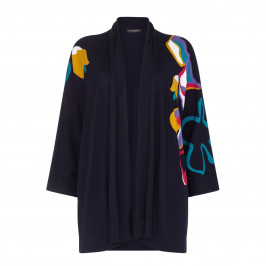 Marina Rinaldi NAVY FLORAL SILK&COTTON CARDIGAN - Plus Size Collection