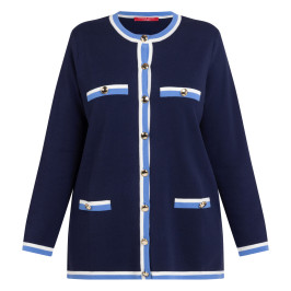 Marina Rinaldi Cotton Blend Cardigan Navy - Plus Size Collection