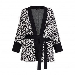 Marina Rinaldi Leopard Print Intarsia Cardigan Black and White  - Plus Size Collection