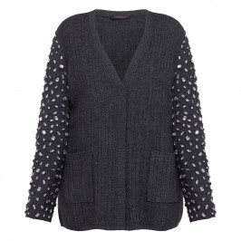 Marina Rinaldi Jewel Embellished Cardigan Grey - Plus Size Collection