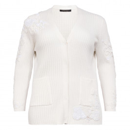 Marina Rinaldi Embellished Cotton Cardigan White - Plus Size Collection