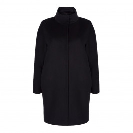 MARINA RINALDI BLACK WOOL COAT - Plus Size Collection