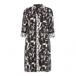 MARINA RINALDI BLACK AND WHITE PRINT, PURE SILK DRESS - Plus Size Collection