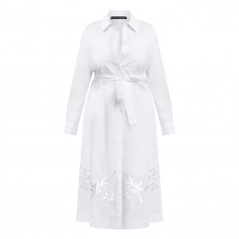 Marina Rinaldi Embroidered Cotton Poplin Shirt Dress White  - Plus Size Collection