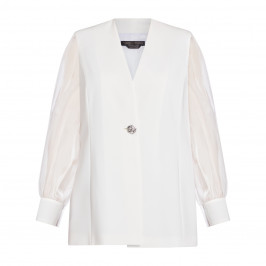 MARINA RINALDI SHEER SLEEVE WHITE JACKET - Plus Size Collection