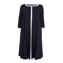 MARINA RINALDI NAVY FLARED DRESS - Plus Size Collection