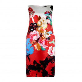 MARINA RINALDI PRINTED SILK SATIN DRESS WITH OPTIONAL SLEEVES - Plus Size Collection