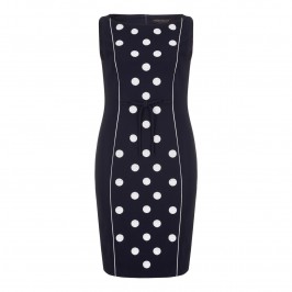 MARINA RINALDI NAVY DRESS WITH white spots and OPTIONAL SLEEVES