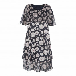 MARINA RINALDI GEORGETTE AND SATIN PEONY PRINT DRESS - Plus Size Collection