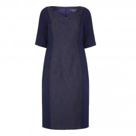 Marina Rinaldi navy brocade panel DRESS - Plus Size Collection