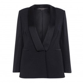 MARINA RINALDI BLACK BLAZER WITH SATIN REVERE - Plus Size Collection