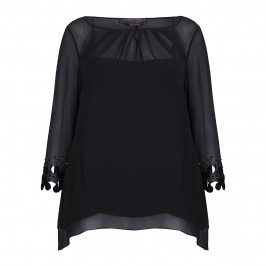 MARINA RINALDI black silk chiffon KAFTAN - Plus Size Collection