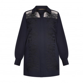 Marina Rinaldi Embroidered Shirt Navy  - Plus Size Collection