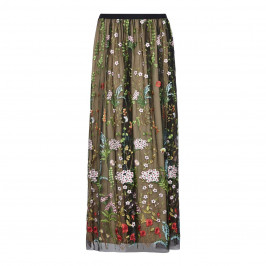 MARINA RINALDI BLACK FLORAL EMBROIDERED TULLE MAXI SKIRT - Plus Size Collection