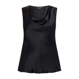 Marina Rinaldi Silk Acetate Cowl Neck Top Optional Sleeves Navy - Plus Size Collection