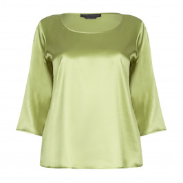 MARINA RINALDI GREEN SILK SATIN SCOOP NECK TOP  - Plus Size Collection