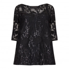 Marina Rinaldi black sequinned lace Tunic - Plus Size Collection