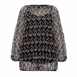 MARINA RINALDI BLACK AND WHITE LACE TOP - Plus Size Collection