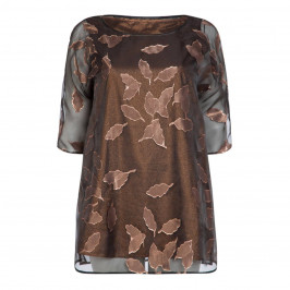 MARINA RINALDI VOILE TUNIC WITH BRONZE LAME LEAF - Plus Size Collection