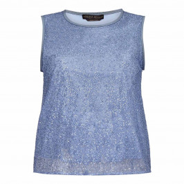 MARINA RINALDI SEQUIN EMBELLISHED VEST SKY - Plus Size Collection