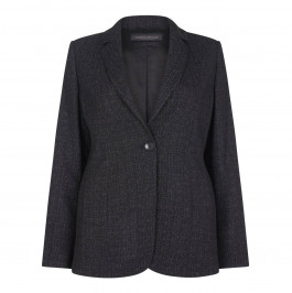 MARINA RINALDI BLACK MELANGE CLASSIC SINGLE BREAST BLAZER - Plus Size Collection