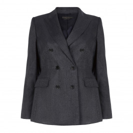 MARINA RINALDI WOOL AND SILK DOUBLE BREASTED BLAZER NAVY - Plus Size Collection