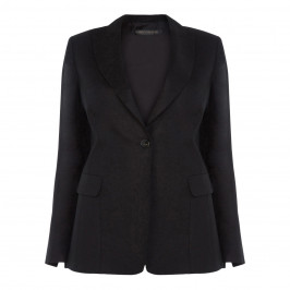 MARINA RINALDI BLACK LINED LINEN BLAZER  - Plus Size Collection