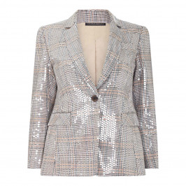 MARINA RINALDI PRINCE OF WALES CHECK SEQUIN BLAZER - Plus Size Collection