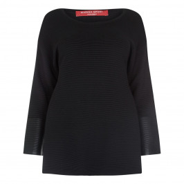 Marina Rinaldi Black Ribbed Wax Panel Knitted Tunic - Plus Size Collection
