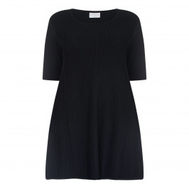 MARINA RINALDI BLACK VERTICAL RIB KNIT TUNIC - Plus Size Collection