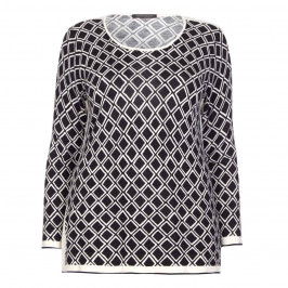 MARINA RINALDI MONOCHROME DIAMOND VIRGIN WOOL SWEATER - Plus Size Collection