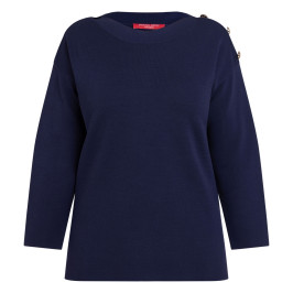 Marina Rinaldi Cotton Blend Knitted Tunic Navy  - Plus Size Collection