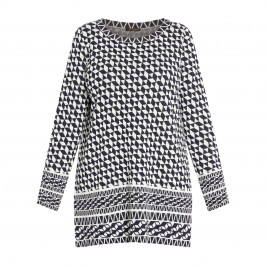 Marina Rinaldi Knitted Geometric Print Tunic Navy - Plus Size Collection