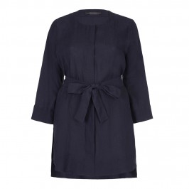 MARINA RINALDI LONG NAVY linen JACKET - Plus Size Collection