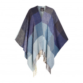 Persona by Marina Rinaldi Check Poncho Blue - Plus Size Collection