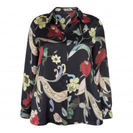 MARINA RINALDI SATIN PRINT SHIRT BLACK - Plus Size Collection