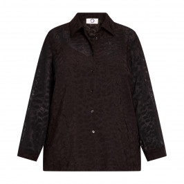 Marina Rinaldi Embossed Jacquard Shirt Black - Plus Size Collection