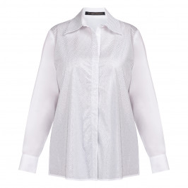 Marina Rinaldi Jewel Embellished Cotton Shirt White  - Plus Size Collection