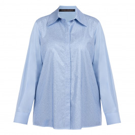 Marina Rinaldi Jewel Embellished Cotton Shirt Pale Blue - Plus Size Collection