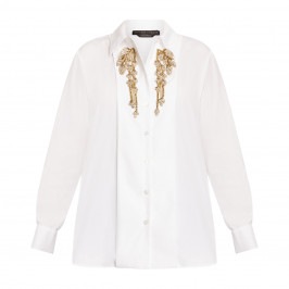 Marina Rinaldi Embellished Cotton Shirt White