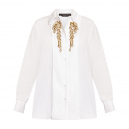 Marina Rinaldi Embellished Cotton Shirt White - Plus Size Collection