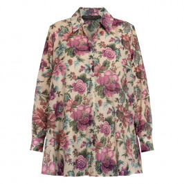 Marina Rinaldi Cotton and Silk Blend Floral Tapestry Shirt  - Plus Size Collection