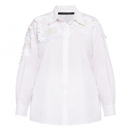 Marina Rinaldi Pure Cotton Embellished Shirt White - Plus Size Collection