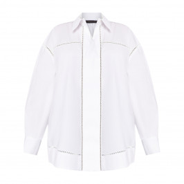 Marina Rinaldi Cotton Poplin Shirt With Open Work - Plus Size Collection